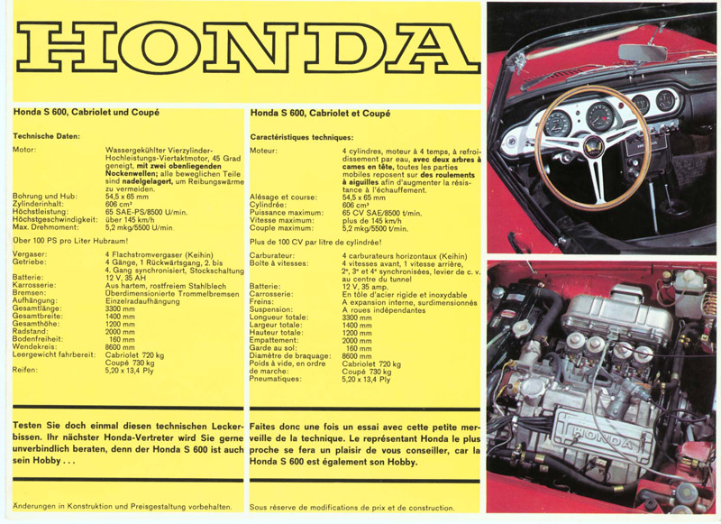 Honda S600 Brochure Page 6