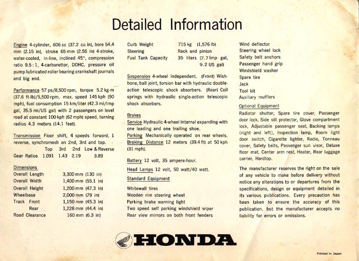 Honda S600 Brochure Page 10