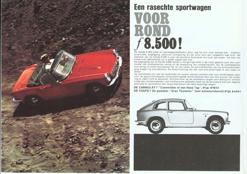 Honda S800 Brochure Page 2/3