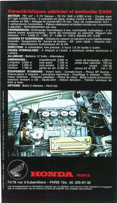 Honda S800 Brochure Page 6