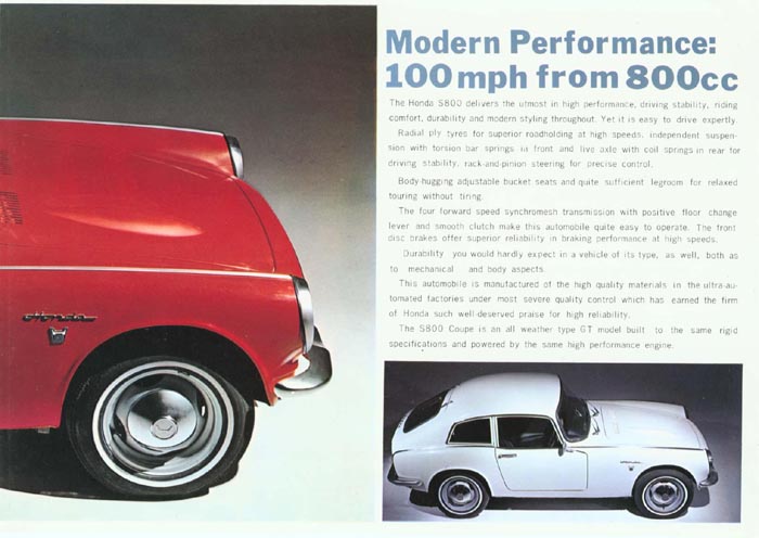 Honda S800 Brochure Page 3